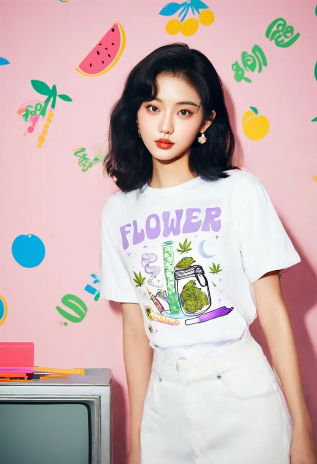 420 ART FLOWER GIRL 2 T-SHIRT