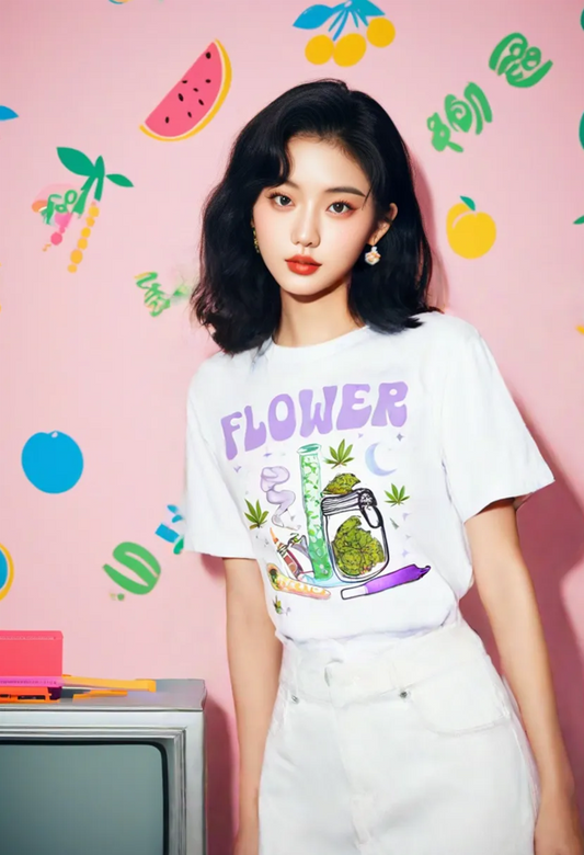 420 ART FLOWER GIRL  2 T-SHIRT